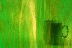 WISSMACH B - 245-LL, Colorescentglas, Tiffanyglas - gr�n, bernstein marmoriert