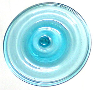 mundgeblasene Butzenscheibe - aquamarin-blau, - ca 10cm