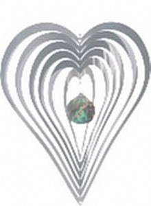 Windspiel HERZ mit facettiertem Glaskristall - ca. 13cm