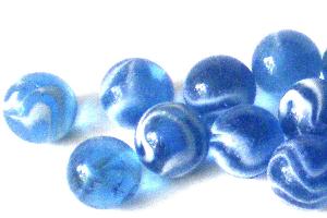 Glasmurmel - MARINAS - blau mit opakweiss marmoriert in 25mm