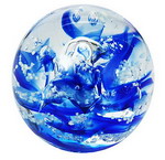 Glaskugel - Paperweight BLUE WELLEN nachleuchtend - klein - ca 6cm
