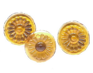 Glasstein Rosettenblume, rund, 40mm, Bernstein - Einbleistein